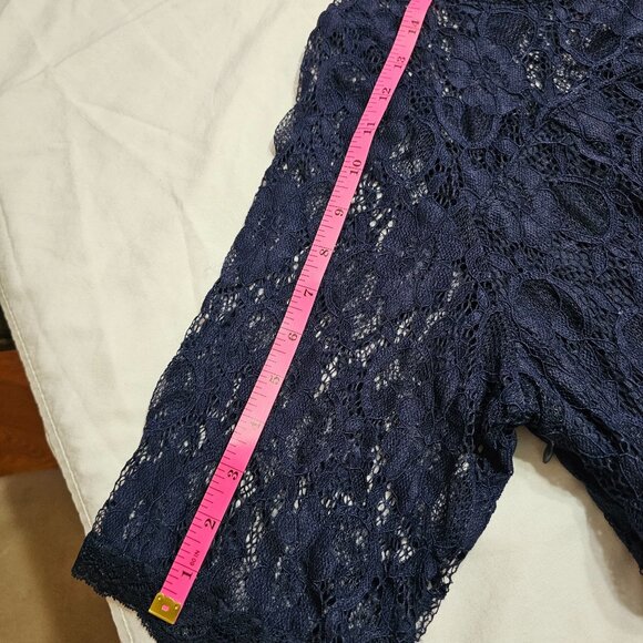 NWT Navy Blue Lace Midi Dress W/ Elbow Sleeves & Lining By Pinup Fashion Sz 20W - Picture 9 of 13